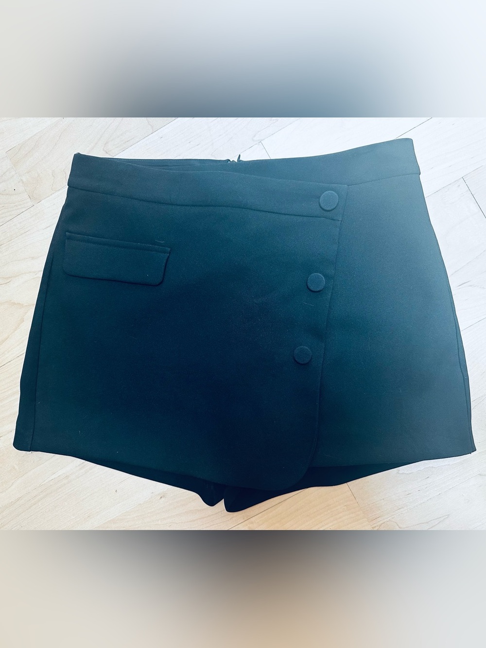 River Island Black Button-Front Skort Shorts